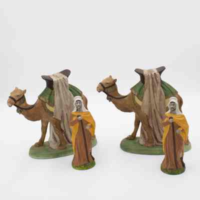 Pair of Ceramic Camels with Male Bedouin Figurines