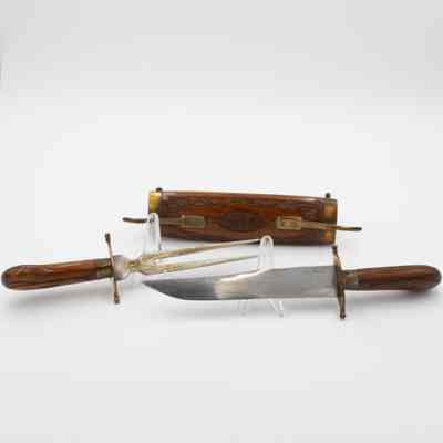 Wood Double Scabbard Case with Carving Knife and Fork
