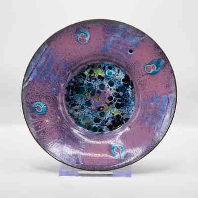 Pink Enamel Dish by Doris Hall