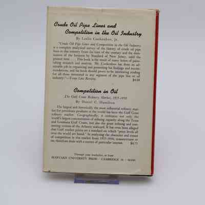 White back cover of "Desert Enterprise: The Middle East Oil Industry in its Local Environment": The white back cover provides recommendations for other books, "Crude Oil Pipe Lines and Competition in the Oil Industry," and "Competitions in Oil."