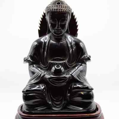Carved Red Amber Statue of Buddha