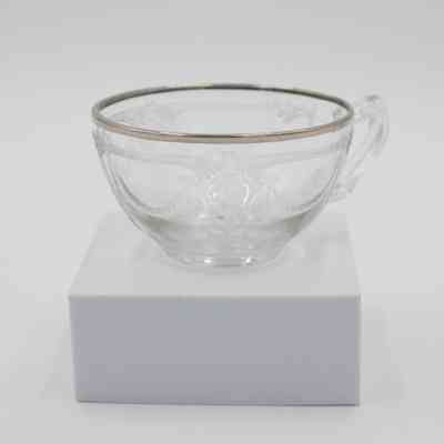 Depression Glass Tea Cup with Platinum Edge