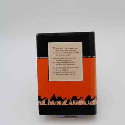 Back Cover: The back cover of “Streams in the Desert” continues that same drawing from the front cover on the bottom half, while the top half has a text box with a truncated version of the hymn "We Thank Thee Lord For Weary Days" written inside it.