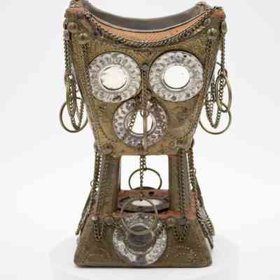 Egyptian Incense Burner Decorated with Mirrors and Chains