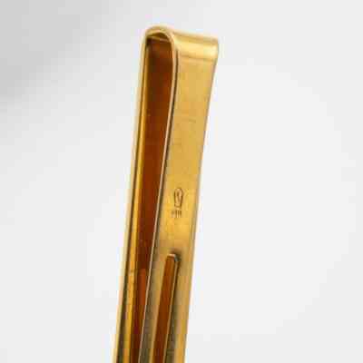 Back of tie bar: The back of the tie bar has "14K" stamped into it.