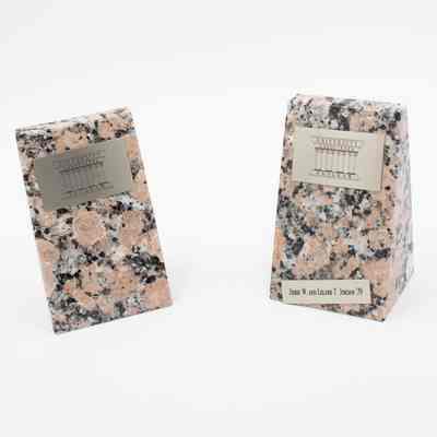 Pair of Polished Granite University Associates Program Bookends