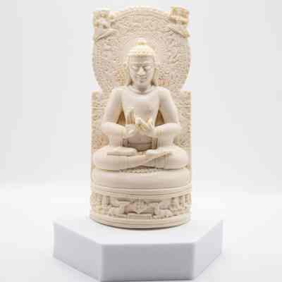 Carved Ivory Seated Sarnath Buddha