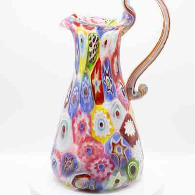 Small Multicolor Millefiori Glass Pitcher