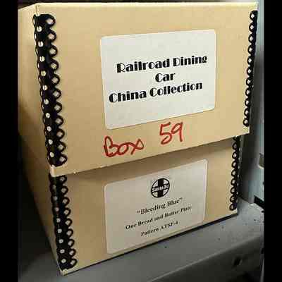 Railroad Dining Car China Collection. Box 59.
"Bleeding Blue"
One Bread and Butter Plate
Pattern ATSF-4