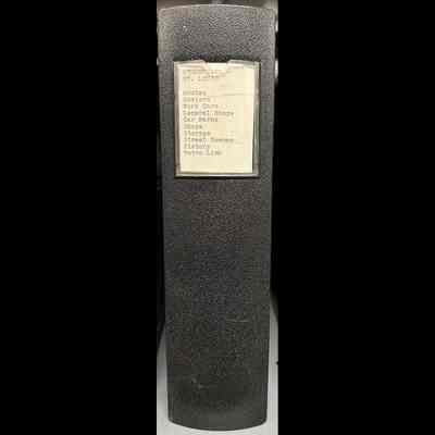 3-ring binder black in color. Labeled: “STREETCARS - ST. LOUIS” Routes
Rosters
Work Cars
General Shops
Car Barns
Shops
Storage
Street Scenes
History
MetroLink