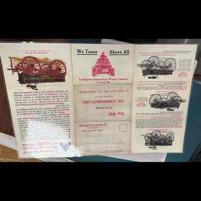 Brochure from Luedinghaus-Espenschied Wagon Company, St. Louis. Laminated.