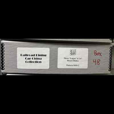 Railroad Dining Car China Collection. Box 48. Three "Logan" 6 1/4"
Desert Dishes
Pattern SOO-2