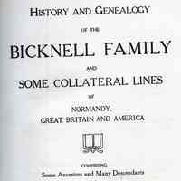 History and genealogy of the Bicknell family and some collateral lines