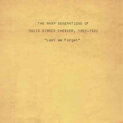 The Many Generations of Davis Dimock Cheever, 1851-1920
