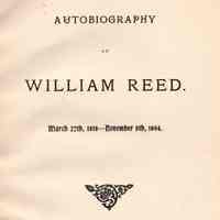 Autobiography of William Reed: March 27th, 1818-November 5th, 1894