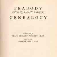 Peabody (Paybody, Pabody, Pabodie) genealogy