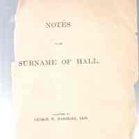 Notes on the surname of Hall