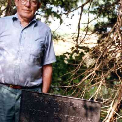 Berkley - William Babbitt at site of Hathaway Homestead
