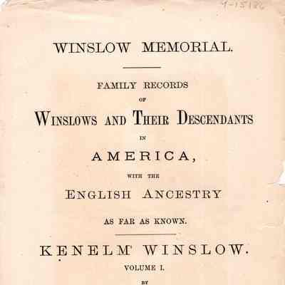 Winslow Memorial: Family Records of the Winslows and Their Descendants in America