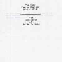 The Bond family history 1630-1994: the genealogy of Earle F. Bond