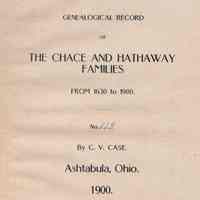 Genealogical record of the Chace and Hathaway families from 1630 to 1900�