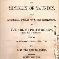 The ministry of Taunton: With Incidental Notices of Other Professions