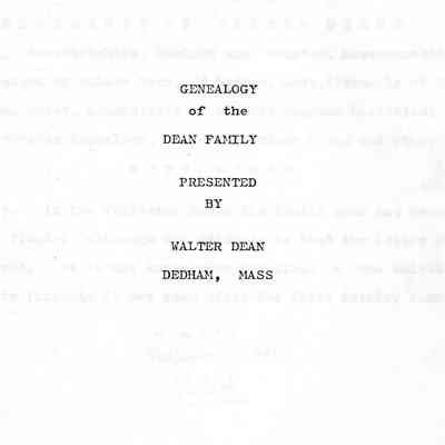 Genealogy of the Dean Family