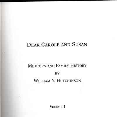 Dear Carole and Susan: Memoirs and Family History