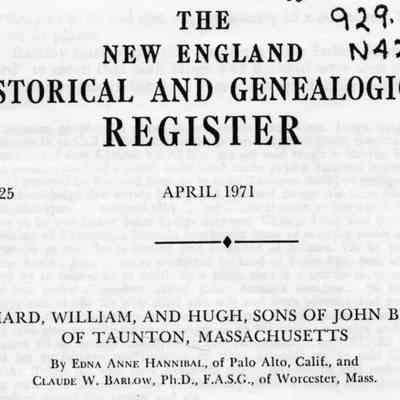 Richard, William, and Hugh, Sons of John Briggs of Taunton, Massachusetts