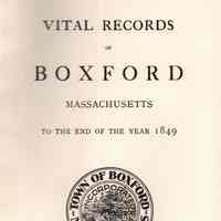 Vital records of Boxford, Massachusetts to the end of the year 1849.