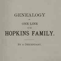 Genealogy of the one line of the Hopkins family, descended from Thomas Hopkins, in Providence, from 1641 to 1692