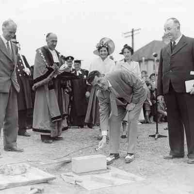 People - Mayor Parker - laying corner stone Taunton Green with Taunton Officials