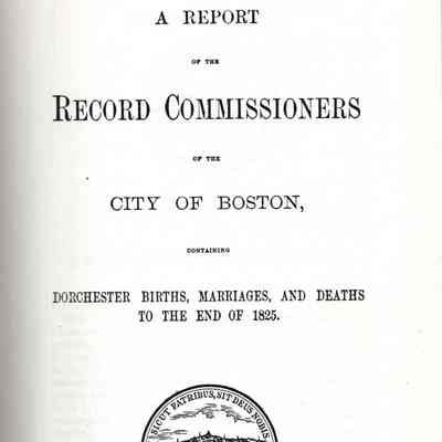Dorchester Births, Marriages, and Deaths to the End of 1825