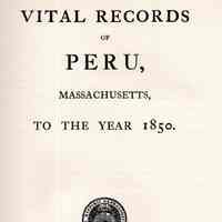 Vital Records of Peru, Massachusetts, to the year 1850