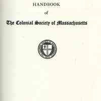 Handbook of the Colonial Society of Massachusetts