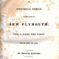 An Historical Memoir of the Colony of New Plymouth