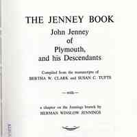 The Jenney book: John Jenney of Plymouth, and his descendants