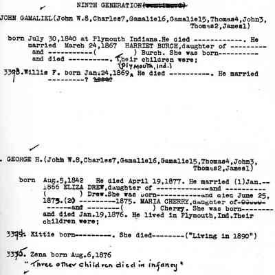 Leonard Family Genealogy: Ninth, Tenth, and Eleventh Generations