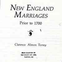 New England marriages prior to 1700; with an introduction by Gary Boyd Roberts