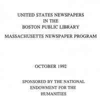 United States newspapers in the Boston Public Library: Massachusetts newspaper program