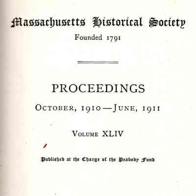 Proceedings of the Massachusetts Historical Society