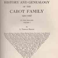 History and genealogy of the Cabot family, 1475-1927