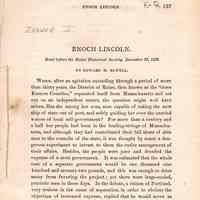 Enoch Lincoln; Read before the Main Historical Society, December 23, 1882