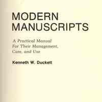 Modern manuscripts: a practical manual for their management, care, and use