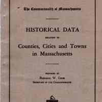 Historical Data Relating to Counties, Cities, and Towns in Massachusetts; prepared by Frederic W. Cook. 1948