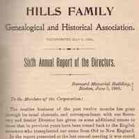 Hills Family: genealogical and historical association