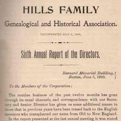 Hills Family: Genealogical and Historical Association