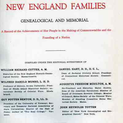 New England families; genealogical and memorial; a record of the achievements of her people in the making of commonwealths and the founding of a nation; comp. under the editorial supervision of William Richard Cutter