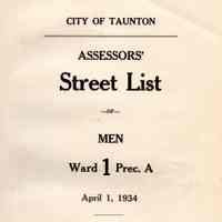 City of Taunton: Assessors Street List �1934