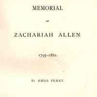 Memorial of Zachariah Allen: 1795-1882